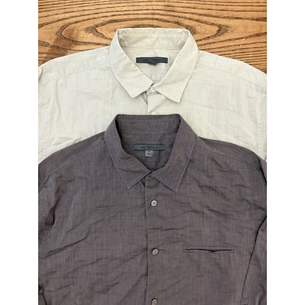 Lot Of 2 John Varvatos Men's Medium 100% Cotton Long Sleeve Button Down Shirts